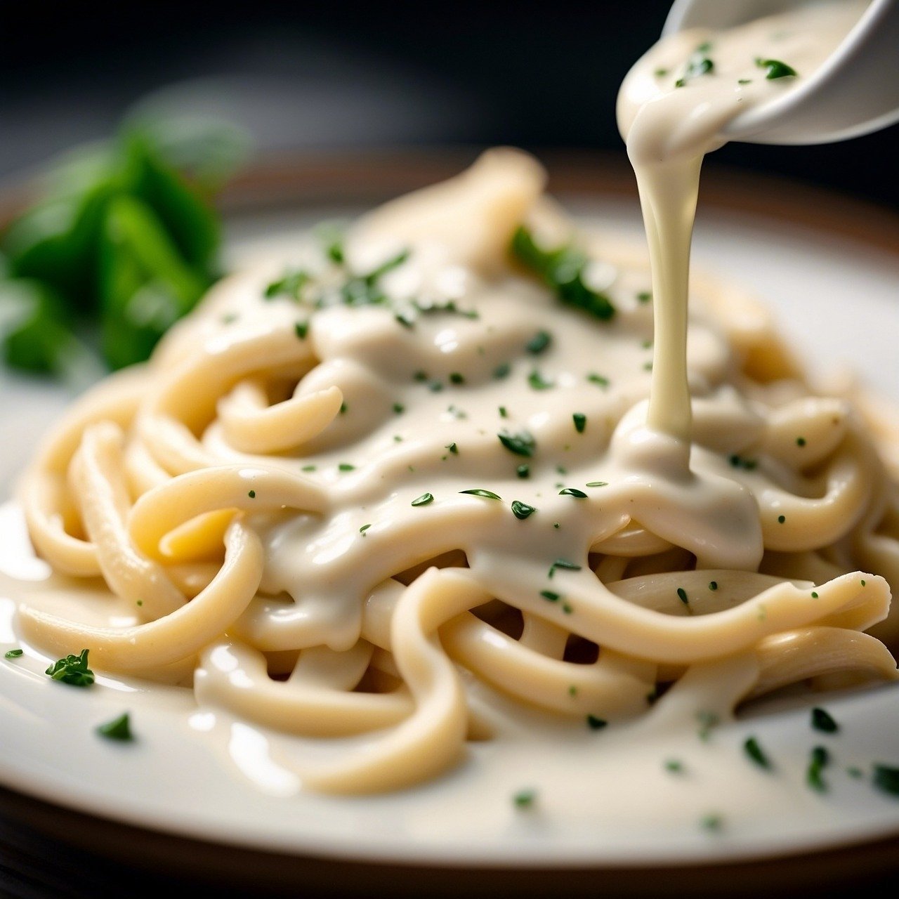 Delicious bowl of Creamy Chicken Noodles garnished with fresh herbs, perfect for the Creamy Chicken Noodles Recipe